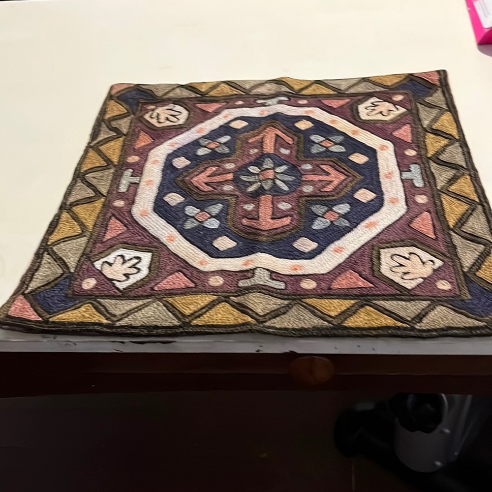 Embroidered pillow cover15” x 15”